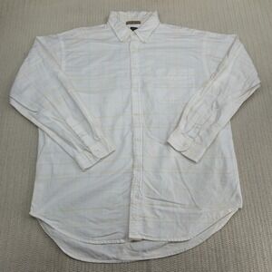Naturalife The Big Shirt Mens Extra Large White Yellow Plaid Button Up Down